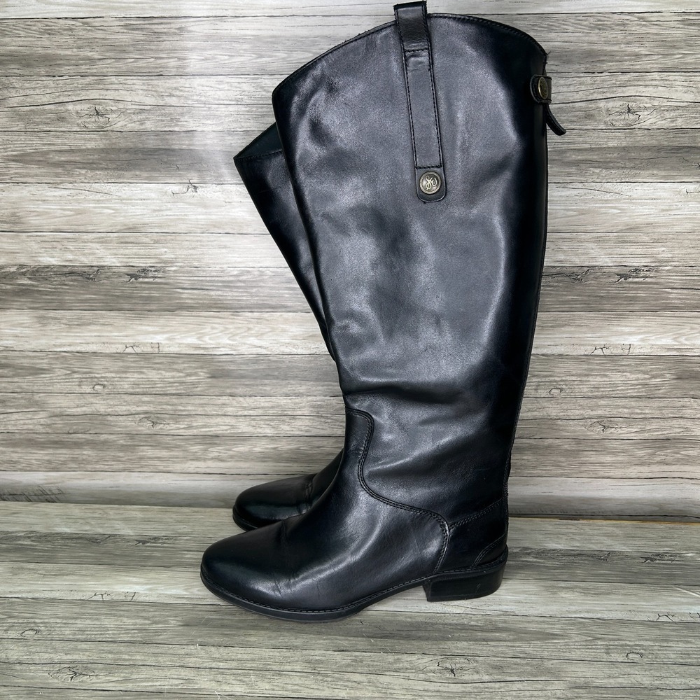 Sam‎ Edelman Penny 2 Calf Leather Riding Boots Black Leather Size 7M ATH